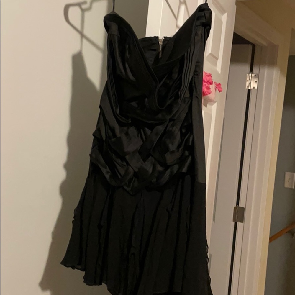 Satin off shoulder black dress